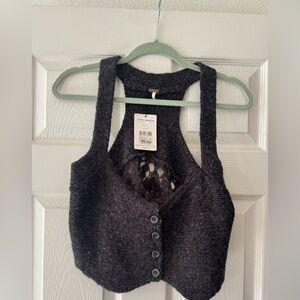 NWT Free People Black Knit Vest